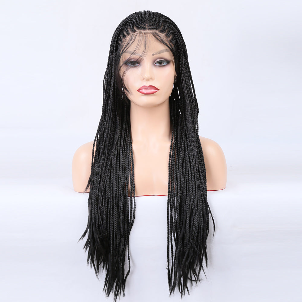 Braided Wigs Three Strand Lotus Dreadlocks Women's Chemical Fiber Front Lace Wig Headgear Lace Wigs