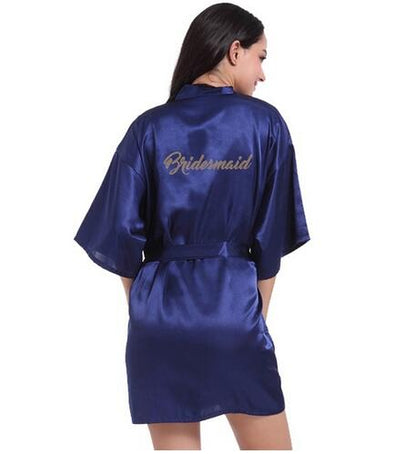 Bridal Party Robe Letter Bride on the Robe Back Women Short Satin