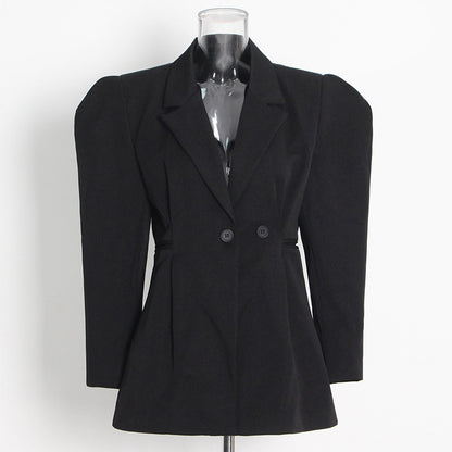 Temperament Fashion Full Sleeve Ladies Suit Coat Shoulder Pad Adjustable Women's Slim Suit Jacket