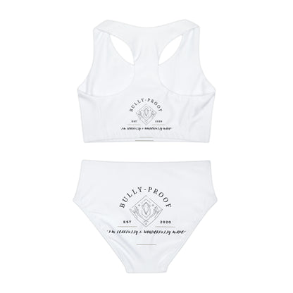 Bully-Proof Logo Girls Two Piece Swimsuit (AOP)