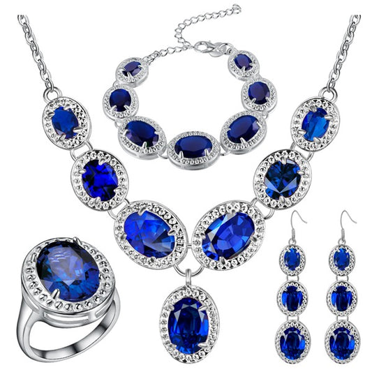 925 Silver Jewelry Sets For Women Earrings Pendant Necklace Rings Bracelet