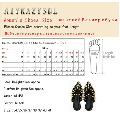 Punk Studs Gladiator Sandalias Cut Hollow Out Sandals Causal Flat Shoes Women Summer Beach Slippers Oxfords Mules Slides Female