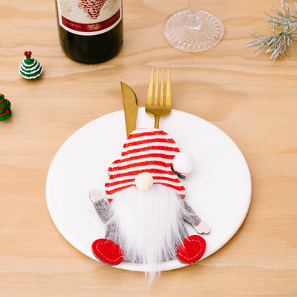 New Christmas Decorative Products Dwarf Knife and Fork Set Faceless Old Man Knife and Fork Bag Rudolf Tableware Set
