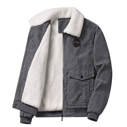 Thickened Cashmere Cotton Jacket For Men's New Winter Korean Casual Corduroy Lapel Jacket For Men