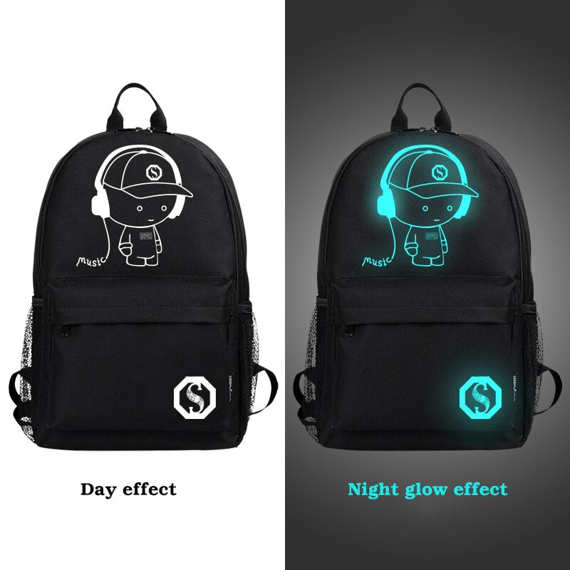 Student School Backpack Anime Luminous USB Charge Laptop Computer Backpack For Teenager Anti-theft Boys School Bag