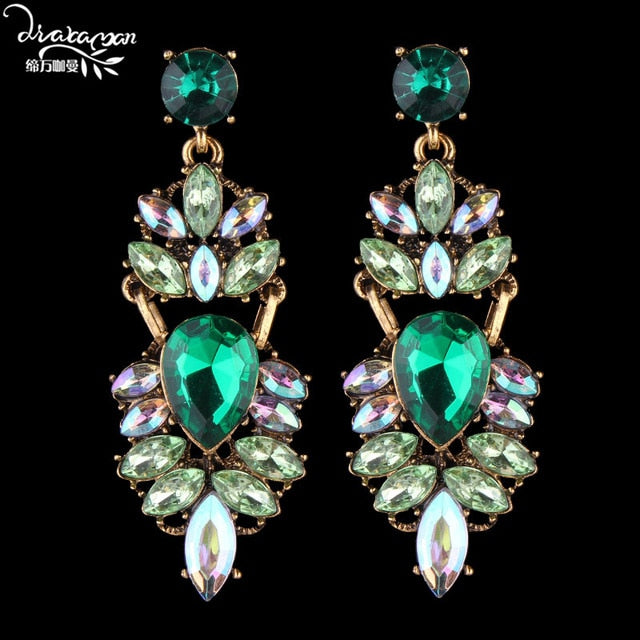 Dvacaman Brand  Rhinestone Crystal Drop Earrings Women Fashion Handmade Flower Wedding Earrings Nigerian Party Jewelry O72