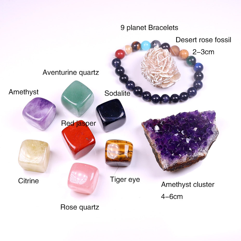 Natural crystal quartz Seven Chakra Healing gemstone crystal original stone mineral specimen box Collection