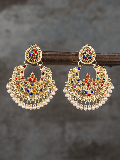 Exaggerated pendant earrings, niche design sense, bell earrings, retro alloy ethnic style jewelry