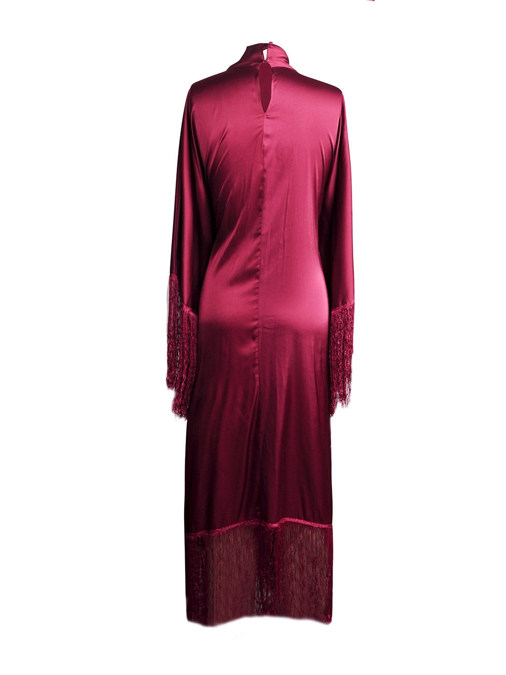Fashion Women Dress Elegant Solid Rose Tassel Design Maxi Dress Dinner Robe Party Women Middle East Muslim Clothing