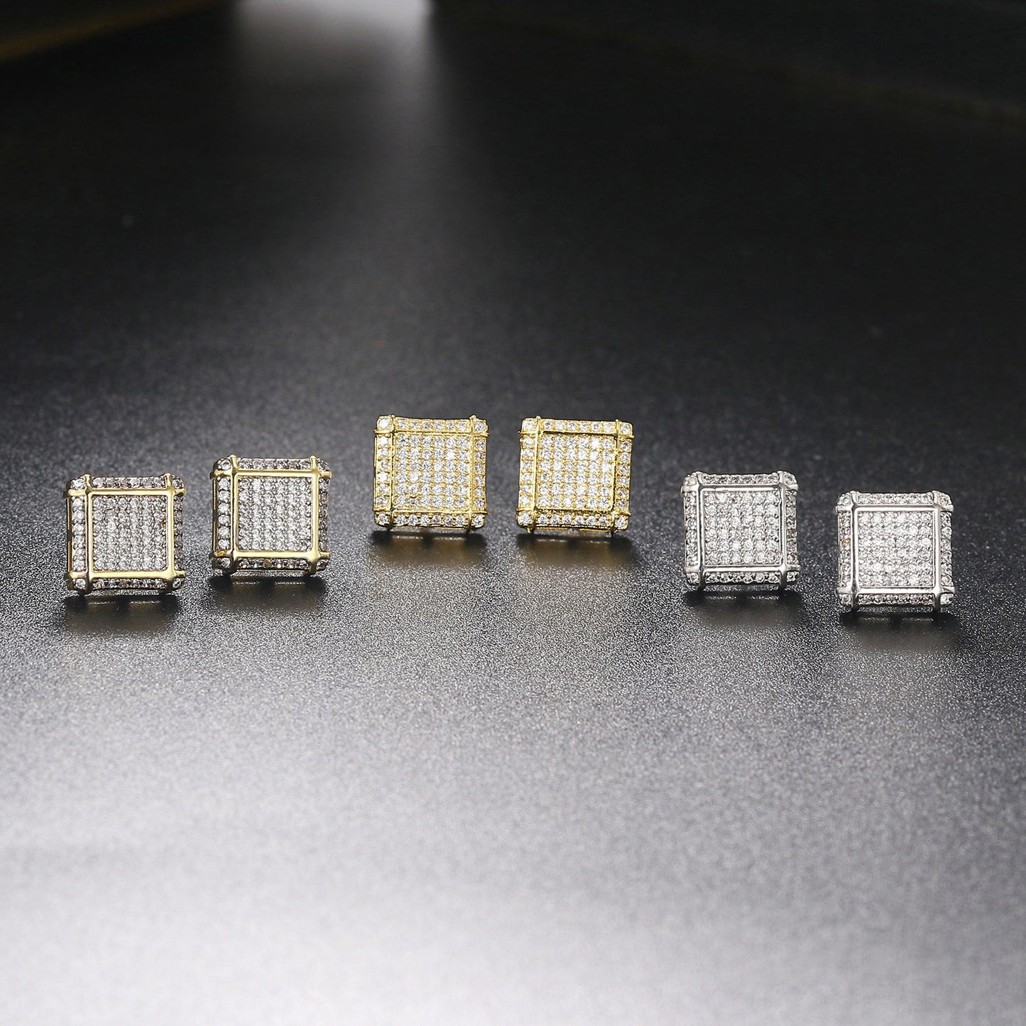 Zircon Hip Hop Earrings Are Popular In Europe And America Men's Square Thread Earrings Are Popular Accessories Hip hop