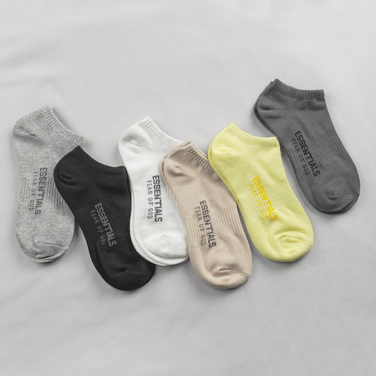 FEAR OF GOD DOUBLE LINE ESSENTIALS Mens and Women's High Street FOG Letter Fashion Brand Sports Socks Boat Socks Versatile