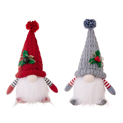 New Christmas decorations, high-end Christmas with lights, dwarf knitted hat, illuminated Rudolf doll ornaments