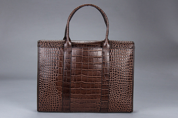 Men's Inches Crocodile pattern Leather Briefcase Laptop Bag Men's Leather Business Bag