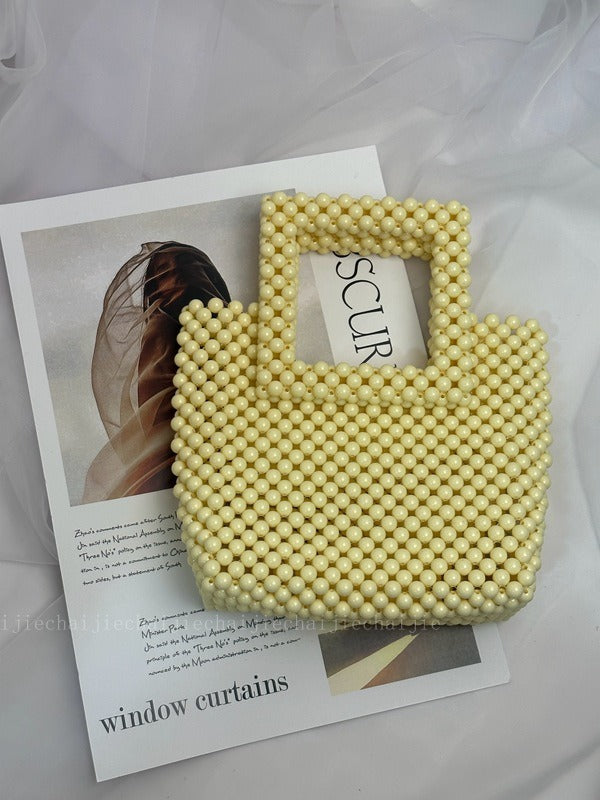 Women Acrylic Handbags Square Tote Bags Handmade Green Beads Tote Bags for Wedding,Beach,Party