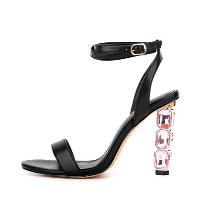 processing time:15-20 days after placing orders--Summer Chunky heels women's Sandals Open toe Crystal Elegant party Paillette Buckle strap Fashion sandals