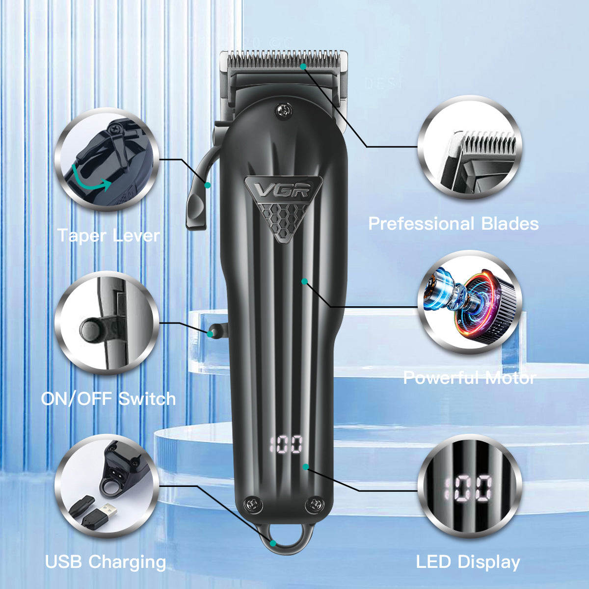 Electric Hair Clipper Fine Adjustment Gradual Change Electric Hair Salon Usb Rechargeable Household Electric Hair Clipper