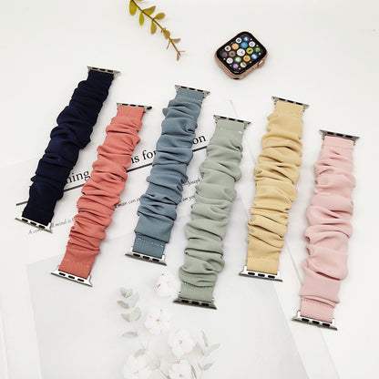 Pure Color Soft Silk Rag Apple Hair Band For Apple Watch7 Replacement Wrist Strap