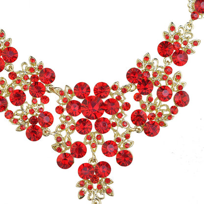 Korean Bridal Jewelry Korean Rhinestone Curvy Bridal Collarbone Necklace Wedding Accessories Two-Piece Set
