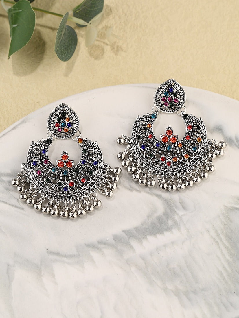 Exaggerated pendant earrings, niche design sense, bell earrings, retro alloy ethnic style jewelry