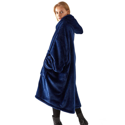 Comfort Oversized Blanket Hoodie Lazy Blanket Hooded Pocket Zipper Thick Warm Winter Clothes TV Fleece Sweatshirt Blanket