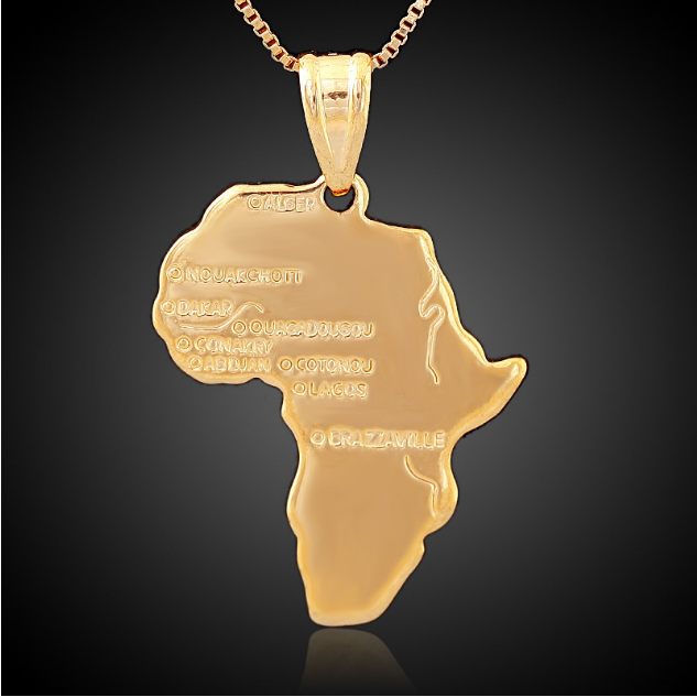 Map Pendant Necklace African Maps Hiphop Necklace