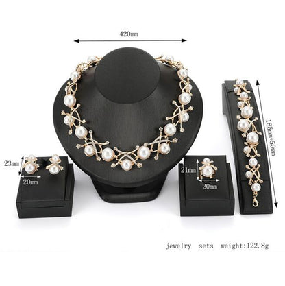 Imitation Pearl Wedding necklace earring set Bridal jewelry set
