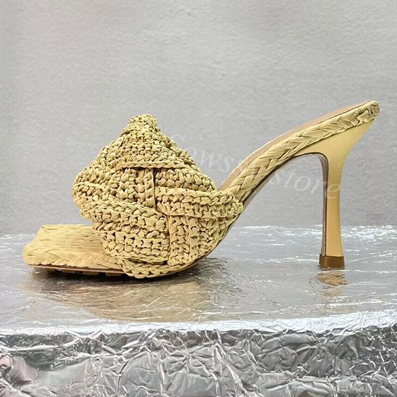 Processing time:5-7 days after placing orders Summer New Women's New Vine Grass Woven Personalized Design Sexy High Heel Shoes Fairy Outdoor Ball High Heel Slippers