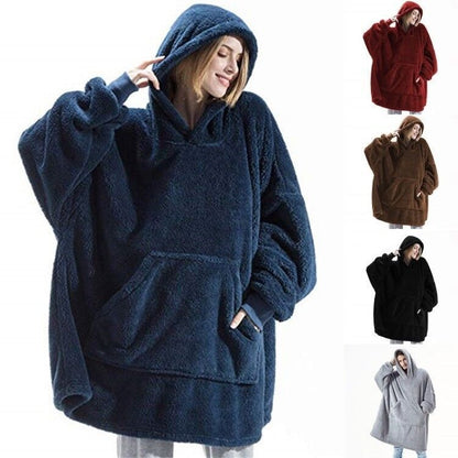 Comfortable And Loose Double Sized Velvet Hoodie In Autumn And Winter Thickened And Wearable Blanket New Home Clothes