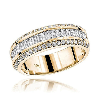 Korean popular simple gold three-drain 14 K diamond fashion ring