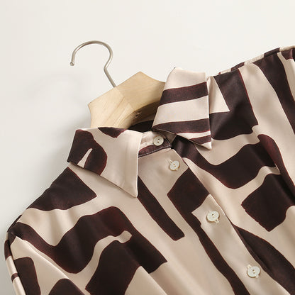Fall New Slim Fit Geometric Print Shirt Dress