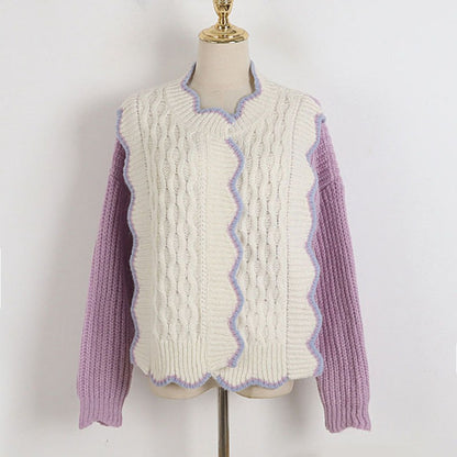 Knitting Sweaters For Women O Neck Long Sleeves Loose Temperament Elegant Sweater Female