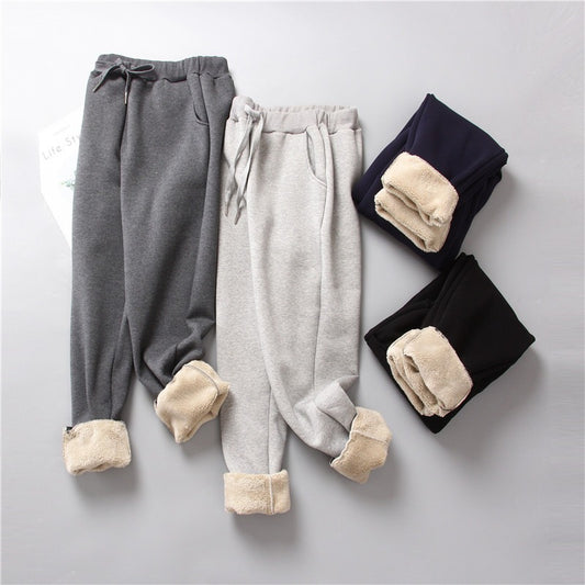 Lamb Fleece Sweatpants Women's Winter Loose Plus Fat Plus Fleece Thickened Harun Warm Pants