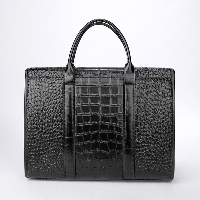 Men's Inches Crocodile pattern Leather Briefcase Laptop Bag Men's Leather Business Bag