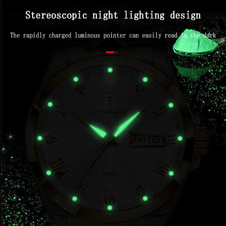 Swiss Waterproof Glow Double Calendar Men's Watch Glow Design Fashion Men's Watch