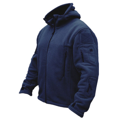 Men's Outdoor Warm Bladder Fleece Jacket Fleece Fleece Cold Proof Vest Hood Solid Color Hoodie