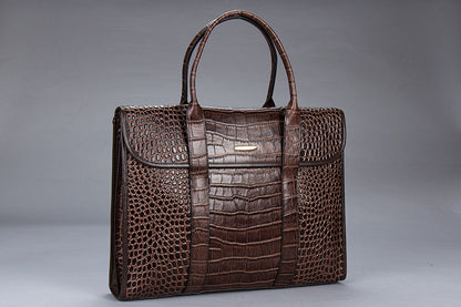 Men's Inches Crocodile pattern Leather Briefcase Laptop Bag Men's Leather Business Bag