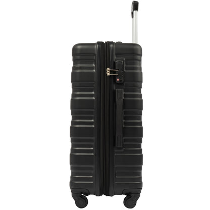 Hardshell Luggage Sets 3 Pcs Spinner Suitcase with TSA Lock Lightweight 20''24''28''   Black + ABS