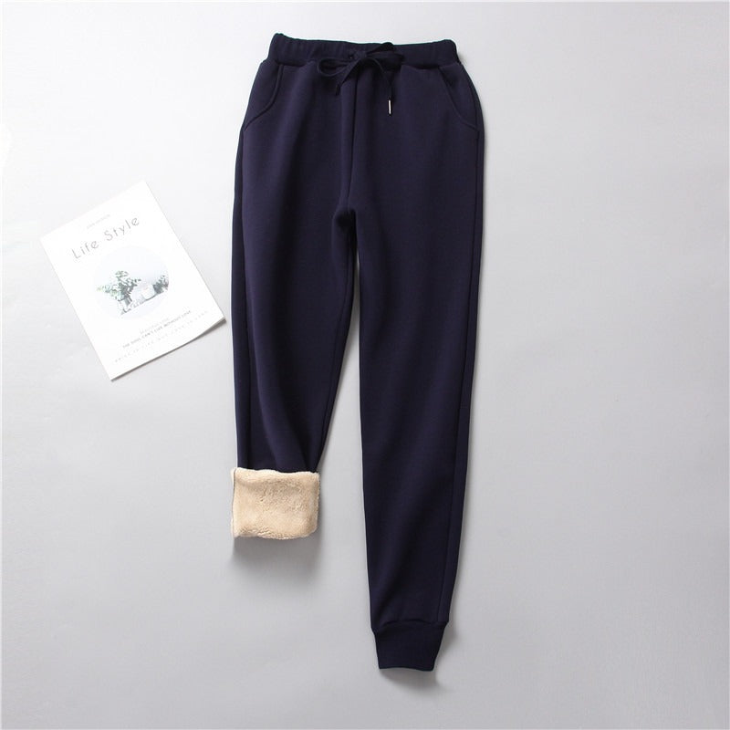 Lamb Fleece Sweatpants Women's Winter Loose Plus Fat Plus Fleece Thickened Harun Warm Pants