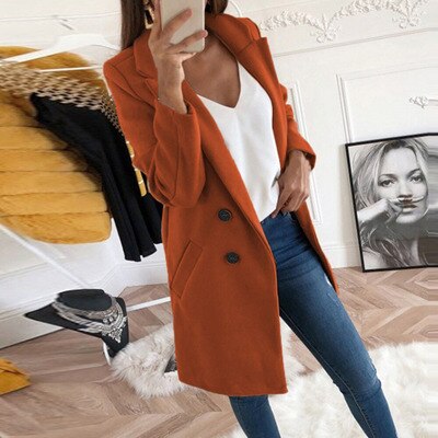 Plus Size Autumn Winter Wool Coat Women Elegant Blazer Ladies Cashmere Womens Coats Office Solid Medium Long Section Camel Coat