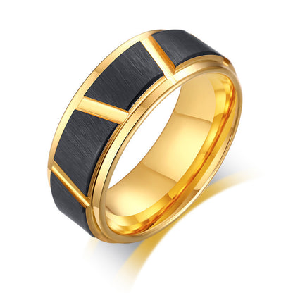 Tungsten Steel Jewelry Black Gold Mens Tungsten Steel Ring Tungsten Gold