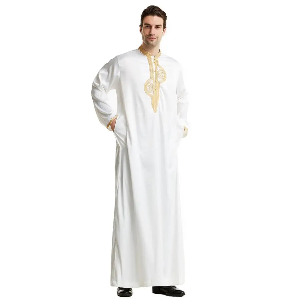 Muslim Abaya for Men Jubba Thobe Middle East Long Robes Kaftan Arab Dubai Adult Long sleeve Islamic Clothing