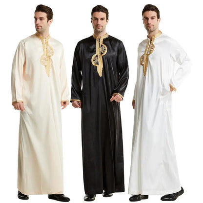 Muslim Abaya for Men Jubba Thobe Middle East Long Robes Kaftan Arab Dubai Adult Long sleeve Islamic Clothing