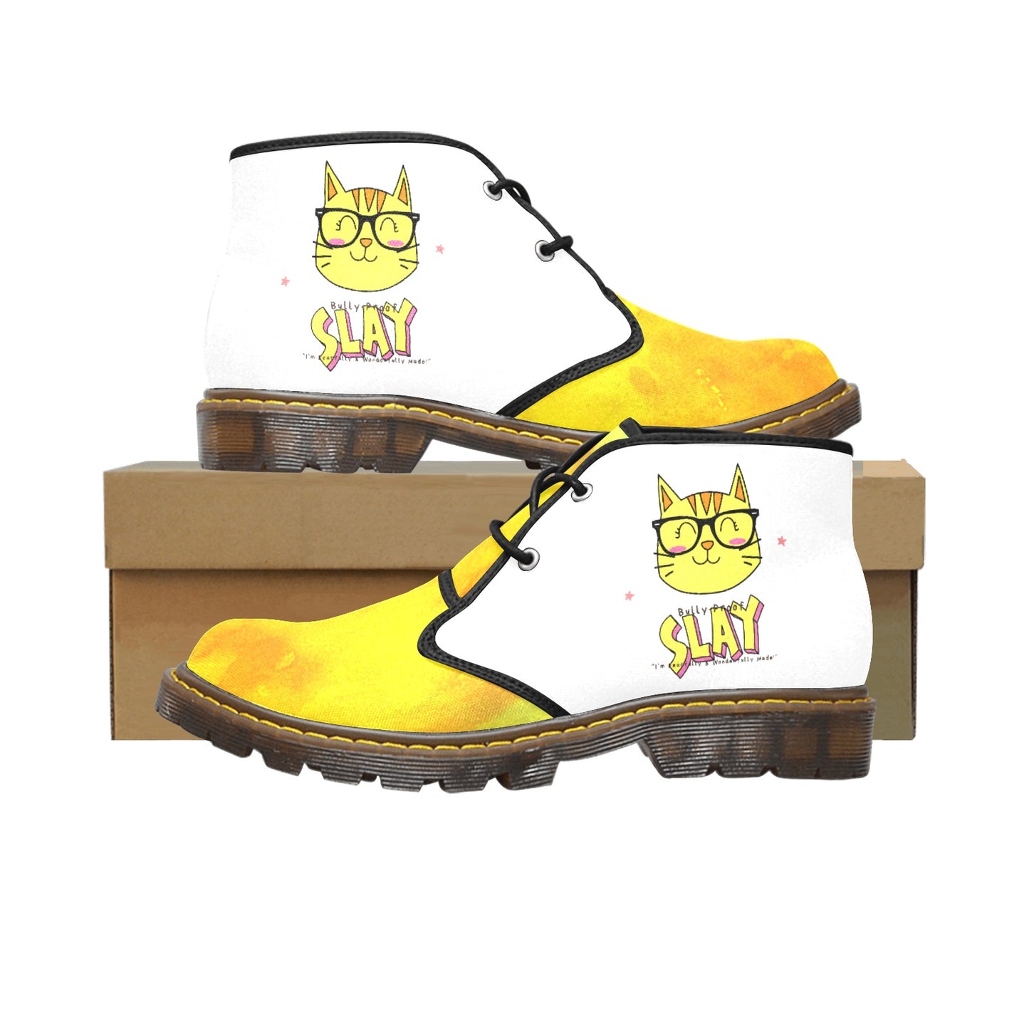 Bully-Proof Da Nerd Kat Slay Men's Canvas Chukka Boots (Model 2402-1)