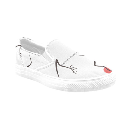 Bully-Proof: Slip-on Canvas Women's Shoes (Model 019) (Two Shoes With Different Printing)